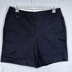 Lands End Shorts Womens Size 14 Black Preppy Mid Rise Chino Beach Mom Casual